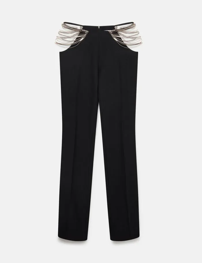 Women Ultra Low Rise Chain Trousers Black Stella McCartney Tailoring
