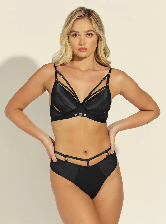 Women Underwear GUESS Black Alicia Highrise Mesh Gstring