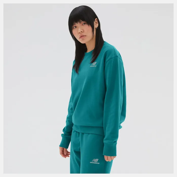 Women Unissentials French Terry Crewneck Sweatshirt Vintage Teal New Balance Hoodies and Sweatshirts