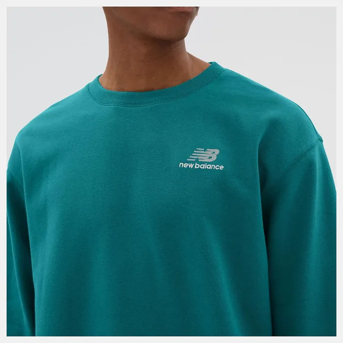 Women Unissentials French Terry Crewneck Sweatshirt Vintage Teal New Balance Hoodies and Sweatshirts