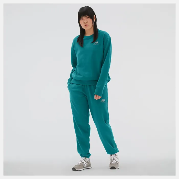 Women Unissentials French Terry Crewneck Sweatshirt Vintage Teal New Balance Hoodies and Sweatshirts