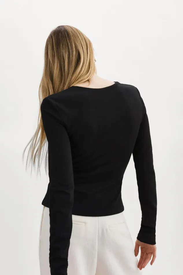 Women VEDA Knit CutOut Top Black LAMARQUE Tops