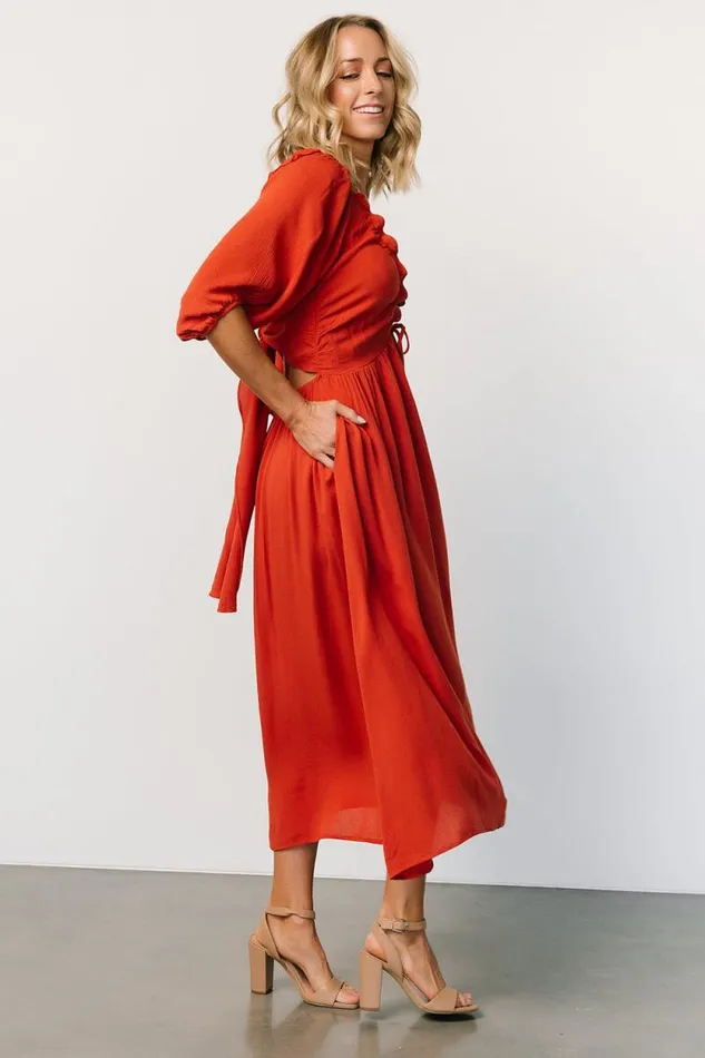 Women Vicki Midi Dress Rust Baltic Born Midi Dresses Women Vicki Midi Dress Rust Baltic Born Midi Dresses