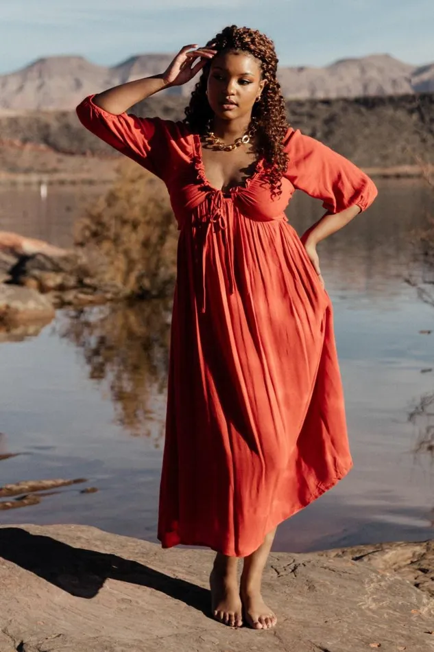Women Vicki Midi Dress Rust Baltic Born Midi Dresses Women Vicki Midi Dress Rust Baltic Born Midi Dresses