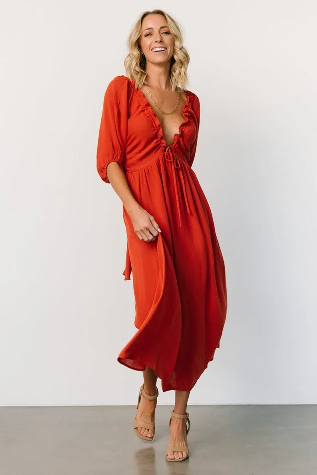 Women Vicki Midi Dress Rust Baltic Born Midi Dresses Women Vicki Midi Dress Rust Baltic Born Midi Dresses