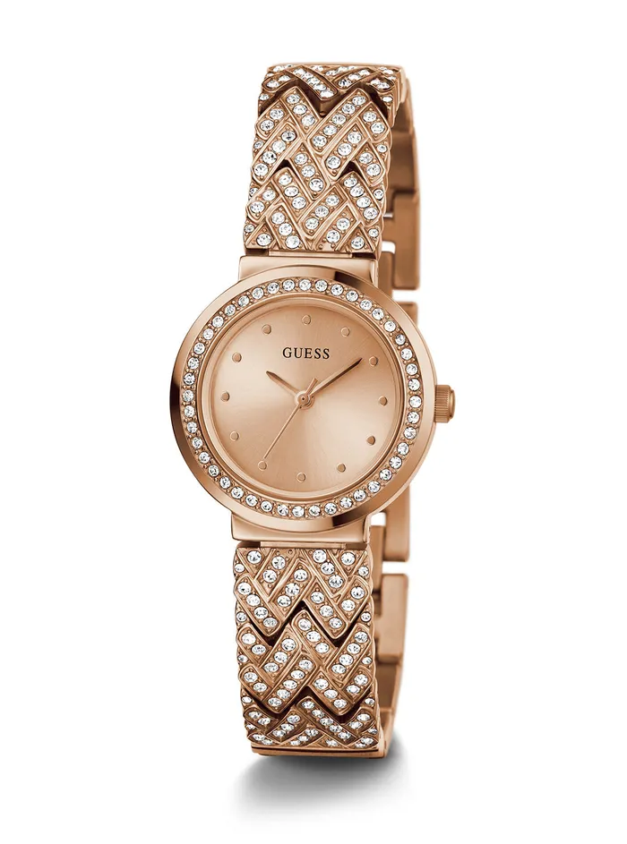 Women Watches GUESS Rose Gold Treasure Crystal Watch