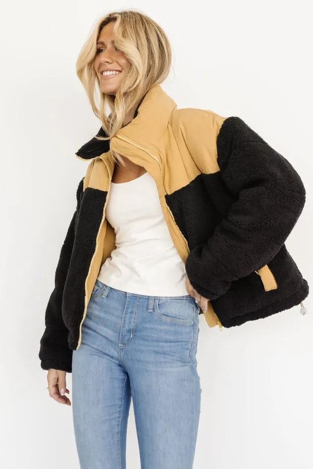 Women Weekender Sherpa Puffer Jacket Khaki Black Baltic Born Outerwear Women Weekender Sherpa Puffer Jacket Khaki Black Baltic Born Outerwear
