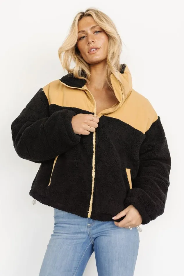 Women Weekender Sherpa Puffer Jacket Khaki Black Baltic Born Outerwear Women Weekender Sherpa Puffer Jacket Khaki Black Baltic Born Outerwear