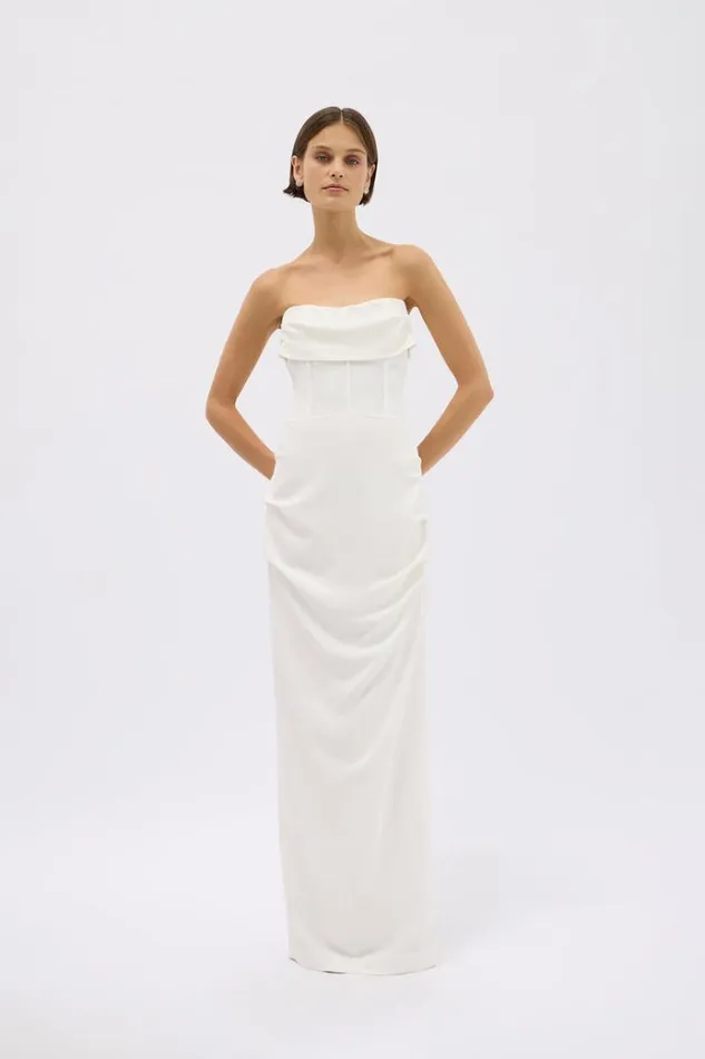 Women White Dresses Rachel Gilbert KYLO GOWN Women White Dresses Rachel Gilbert KYLO GOWN