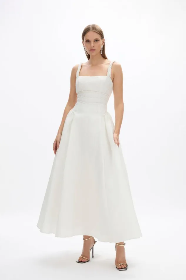 Women White Dresses Rachel Gilbert Sophia Strap Dress Ivory