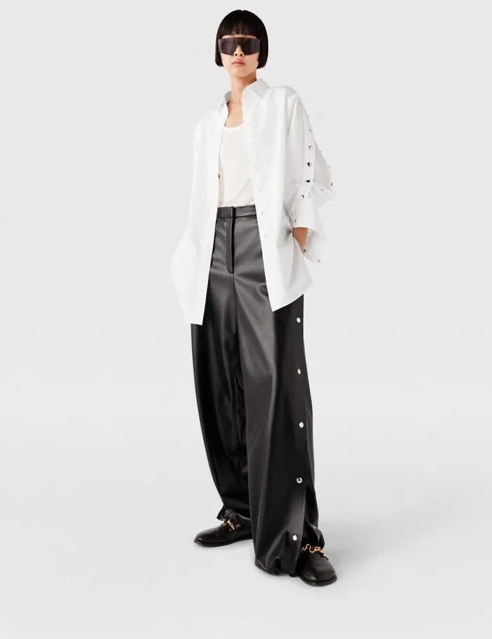 Women WideLeg PopperStudded Joggers Black Stella McCartney Pants And Shorts Women WideLeg PopperStudded Joggers Black Stella McCartney Pants And Shorts