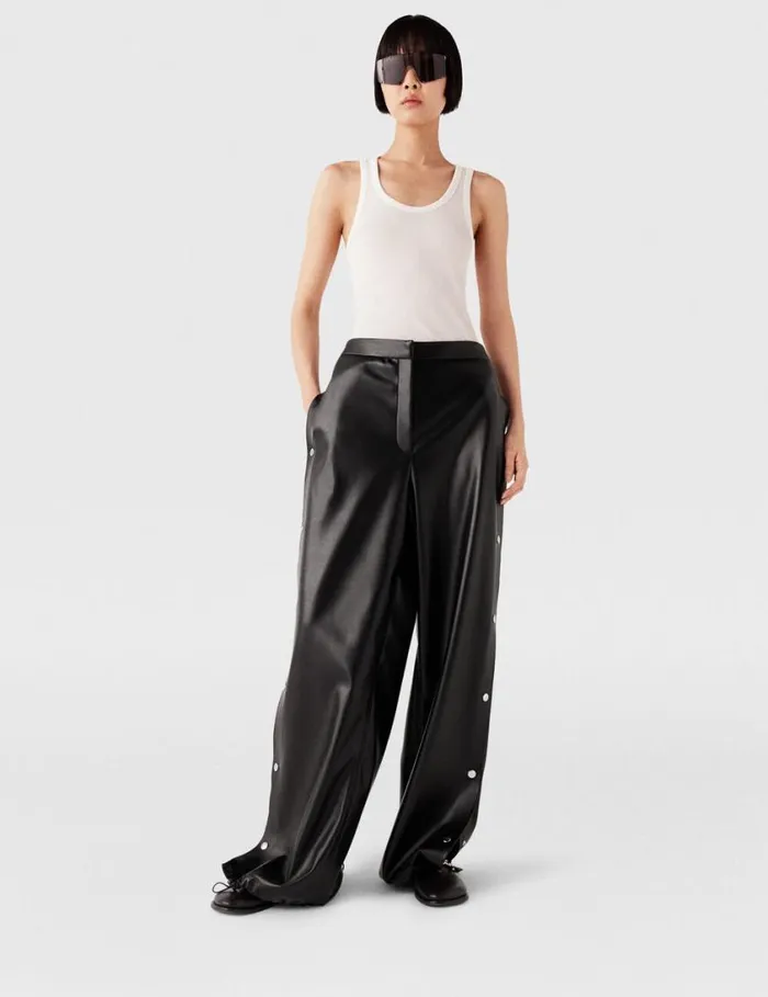 Women WideLeg PopperStudded Joggers Black Stella McCartney Pants And Shorts Women WideLeg PopperStudded Joggers Black Stella McCartney Pants And Shorts