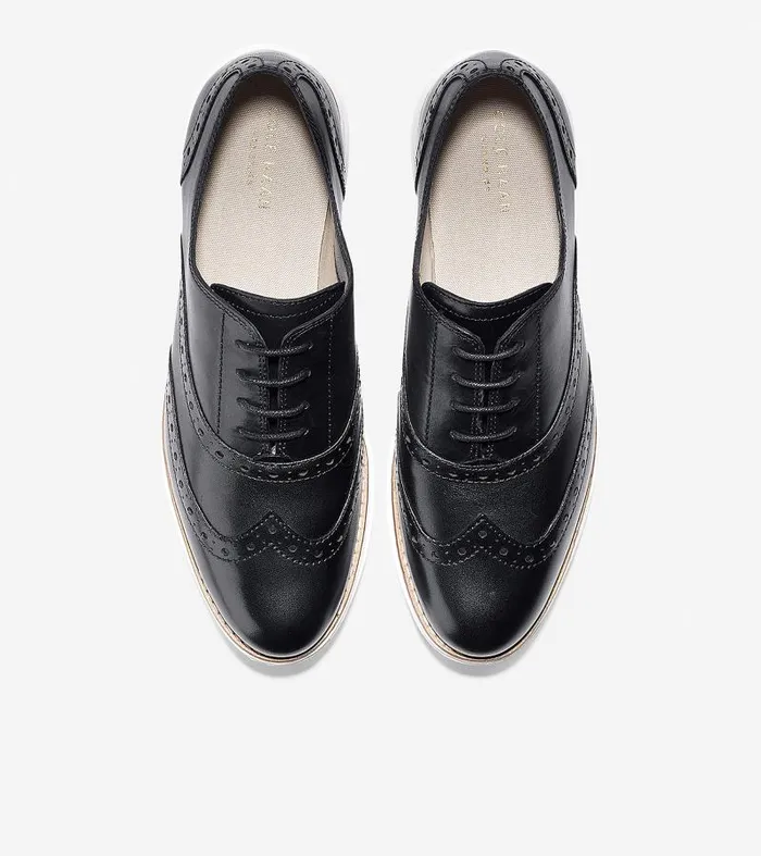Women Women039s riginalGrand Wingtip Oxford Black Cole Haan Oxfords