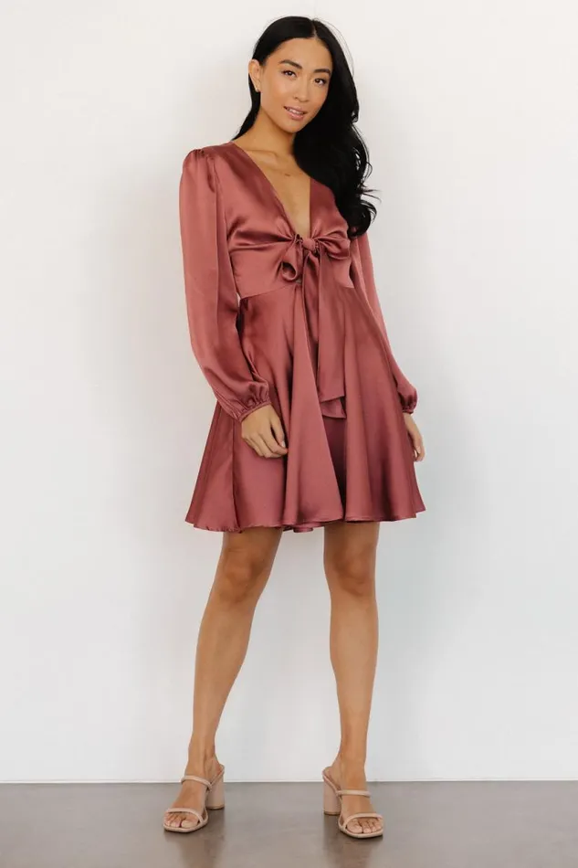 Women Woodbury Satin Mini Dress Deep Mauve Baltic Born Short Dresses