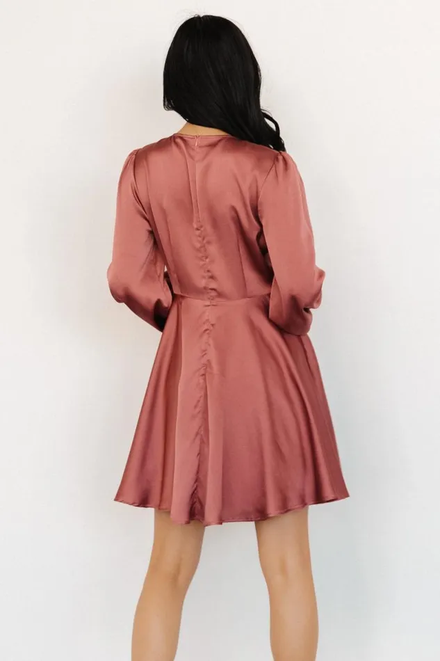 Women Woodbury Satin Mini Dress Deep Mauve Baltic Born Short Dresses