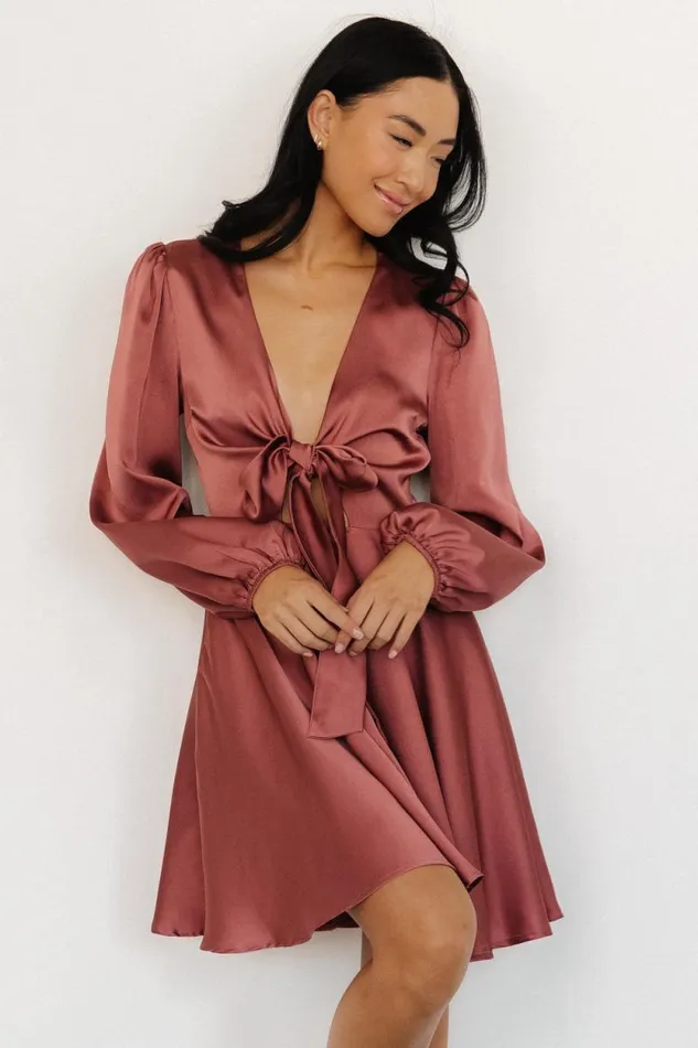 Women Woodbury Satin Mini Dress Deep Mauve Baltic Born Short Dresses