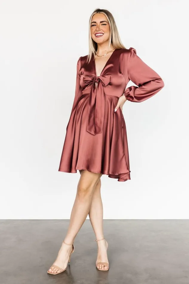 Women Woodbury Satin Mini Dress Deep Mauve Baltic Born Short Dresses