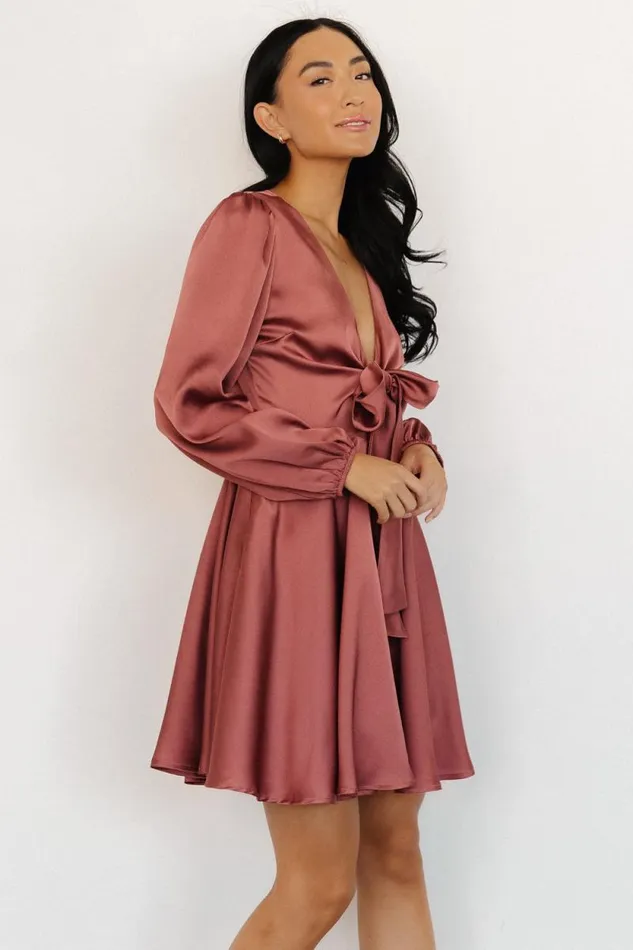 Women Woodbury Satin Mini Dress Deep Mauve Baltic Born Short Dresses