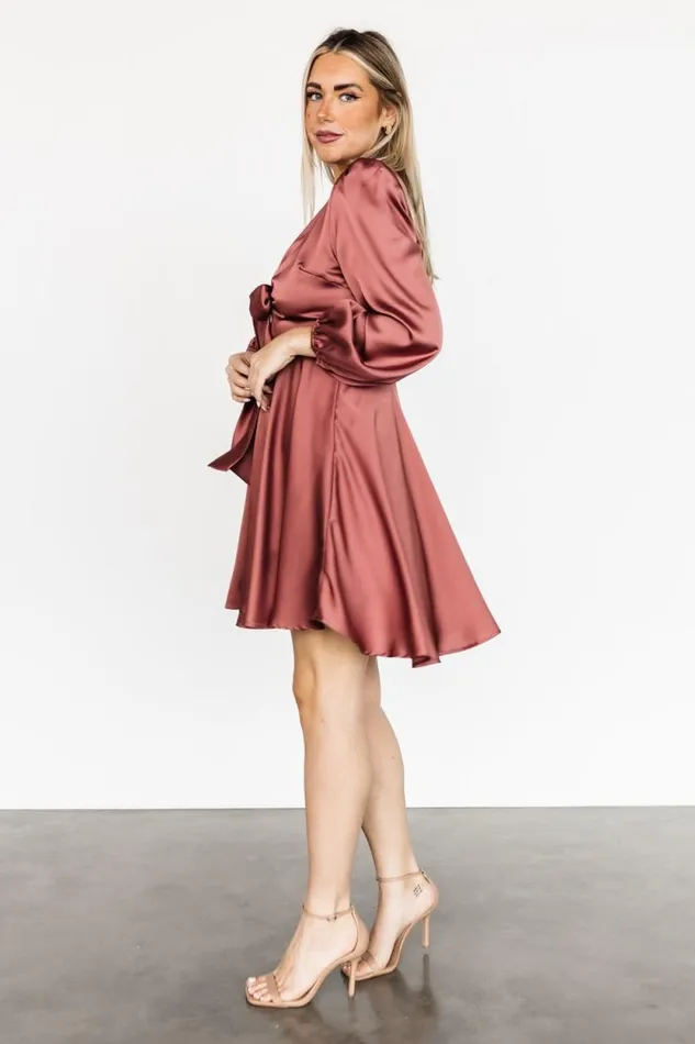 Women Woodbury Satin Mini Dress Deep Mauve Baltic Born Short Dresses