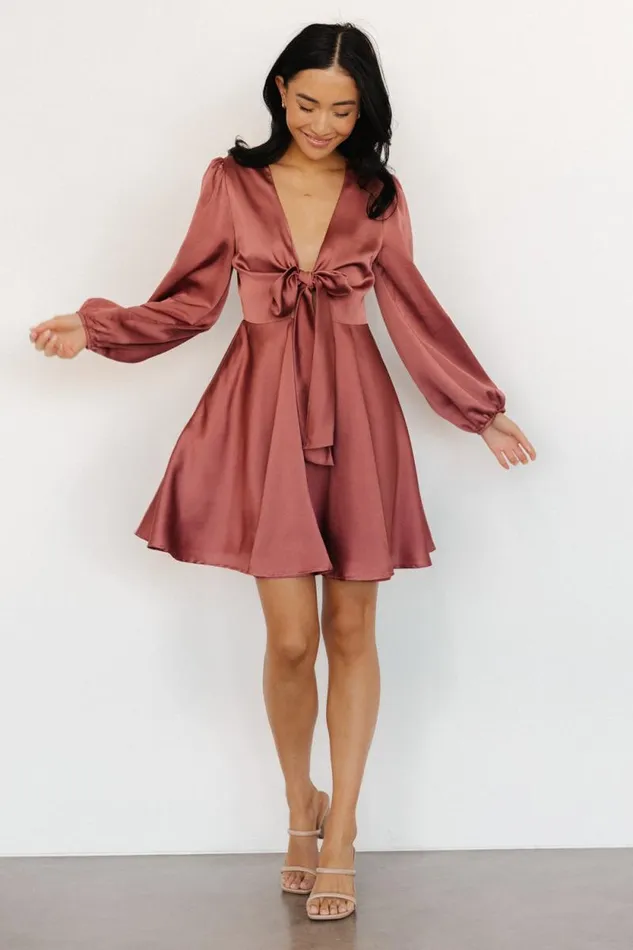 Women Woodbury Satin Mini Dress Deep Mauve Baltic Born Short Dresses