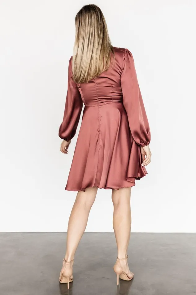 Women Woodbury Satin Mini Dress Deep Mauve Baltic Born Short Dresses