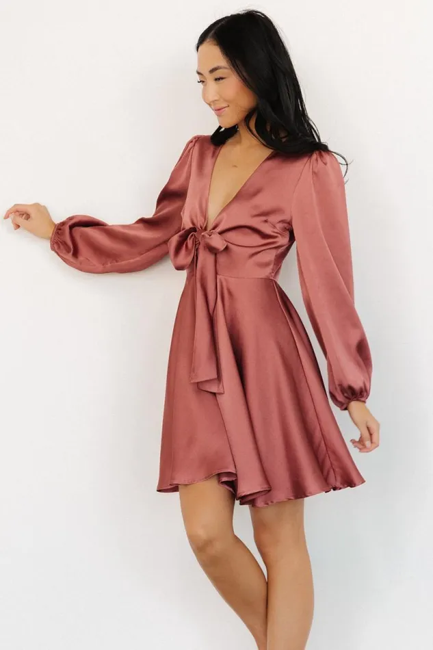 Women Woodbury Satin Mini Dress Deep Mauve Baltic Born Short Dresses