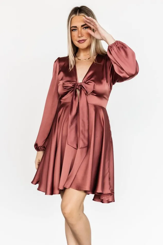 Women Woodbury Satin Mini Dress Deep Mauve Baltic Born Short Dresses