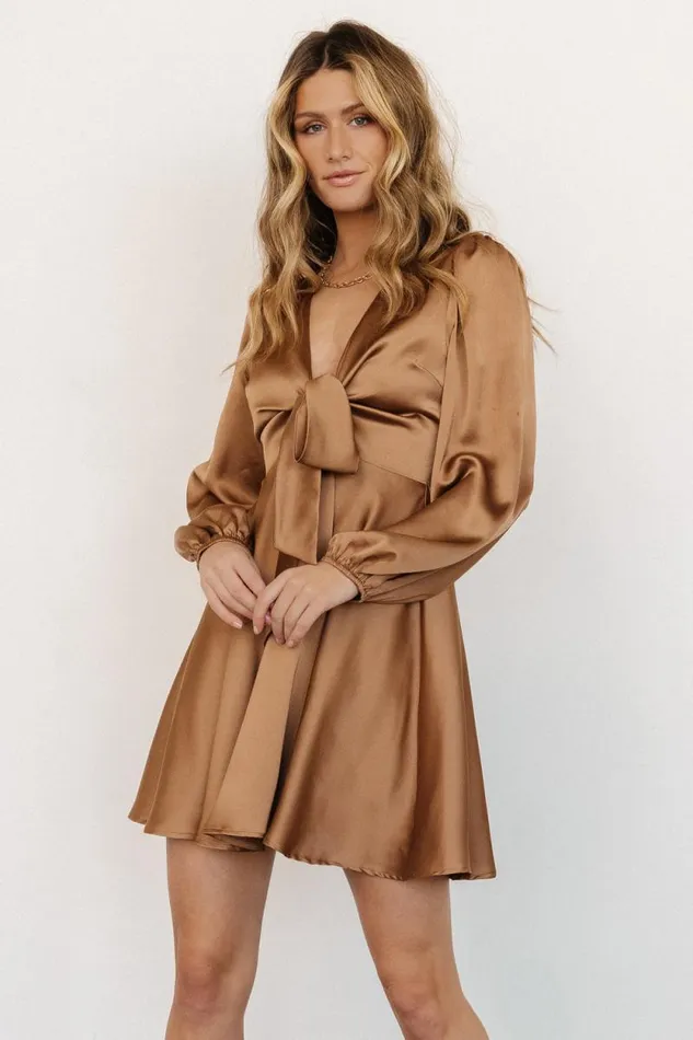 Women Woodbury Satin Mini Dress Mocha Baltic Born Short Dresses