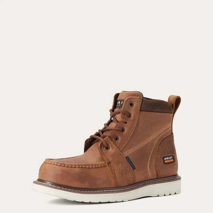 Women Work Boots and Shoes Ariat Rebar Wedge Moc Toe Waterproof Composite Toe Work Boot Aged Honey