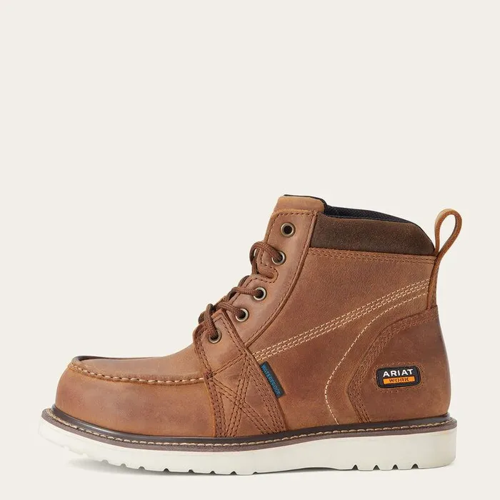 Women Work Boots and Shoes Ariat Rebar Wedge Moc Toe Waterproof Composite Toe Work Boot Aged Honey
