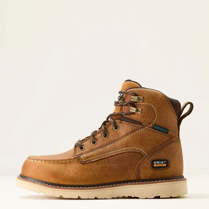 Women Work Boots and Shoes Ariat Rebar Wedge Moc Toe Waterproof Work Boot Antique Brown