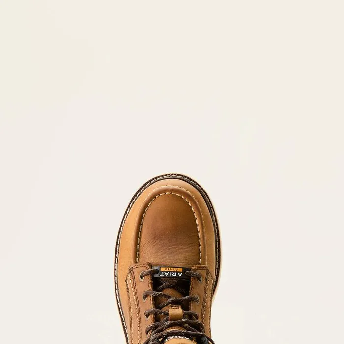 Women Work Boots and Shoes Ariat Rebar Wedge Moc Toe Waterproof Work Boot Antique Brown