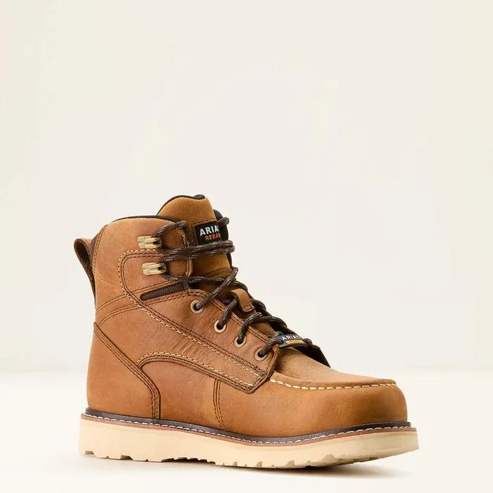 Women Work Boots and Shoes Ariat Rebar Wedge Moc Toe Waterproof Work Boot Antique Brown