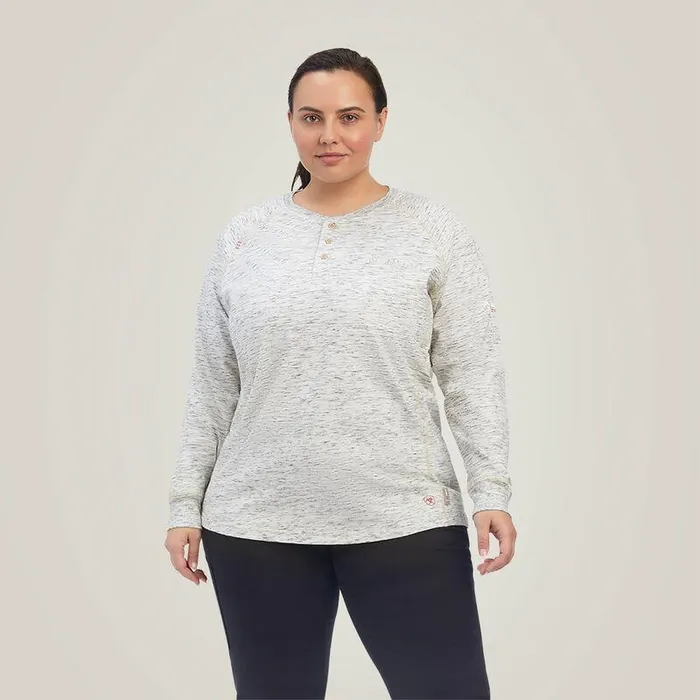 Women Workwear Ariat FR Air Henley Top Space Dye Heather Grey