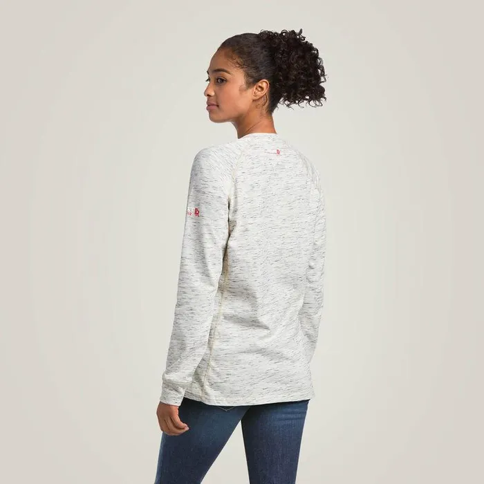 Women Workwear Ariat FR Air Henley Top Space Dye Heather Grey