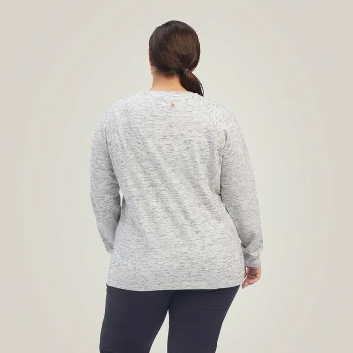 Women Workwear Ariat FR Air Henley Top Space Dye Heather Grey