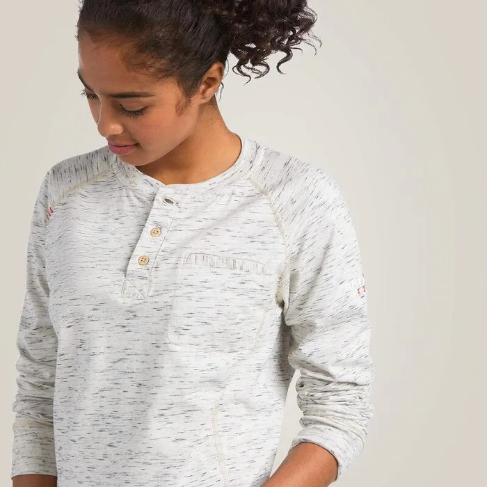 Women Workwear Ariat FR Air Henley Top Space Dye Heather Grey