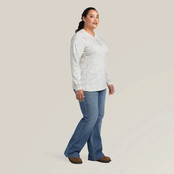 Women Workwear Ariat FR Air Henley Top Space Dye Heather Grey
