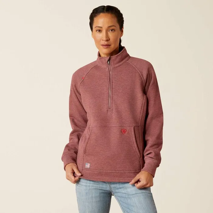 Women Workwear Ariat FR Primo Fleece 20 14 Zip Sweater Rose Taupe