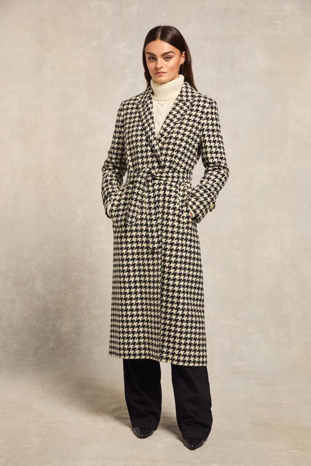 Women Wrap Coat Large Scale Houndstooth Holland Cooper Tailoring