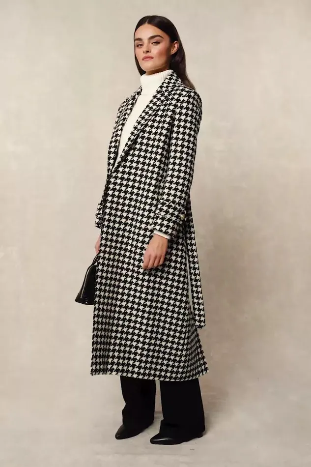 Women Wrap Coat Large Scale Houndstooth Holland Cooper Tailoring