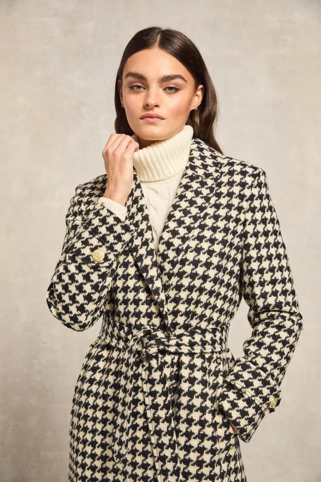 Women Wrap Coat Large Scale Houndstooth Holland Cooper Tailoring
