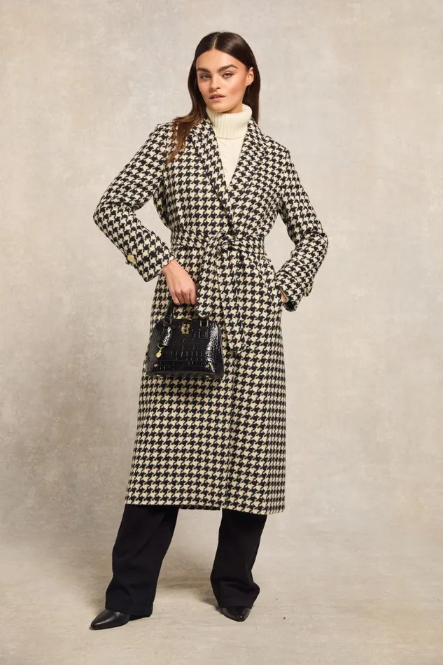 Women Wrap Coat Large Scale Houndstooth Holland Cooper Tailoring