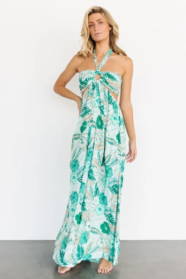 Women Wylde Cut Out Maxi Dress Green Multi Baltic Born Maxi Dresses