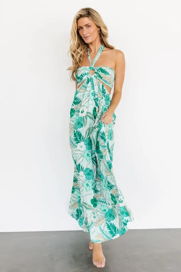 Women Wylde Cut Out Maxi Dress Green Multi Baltic Born Maxi Dresses