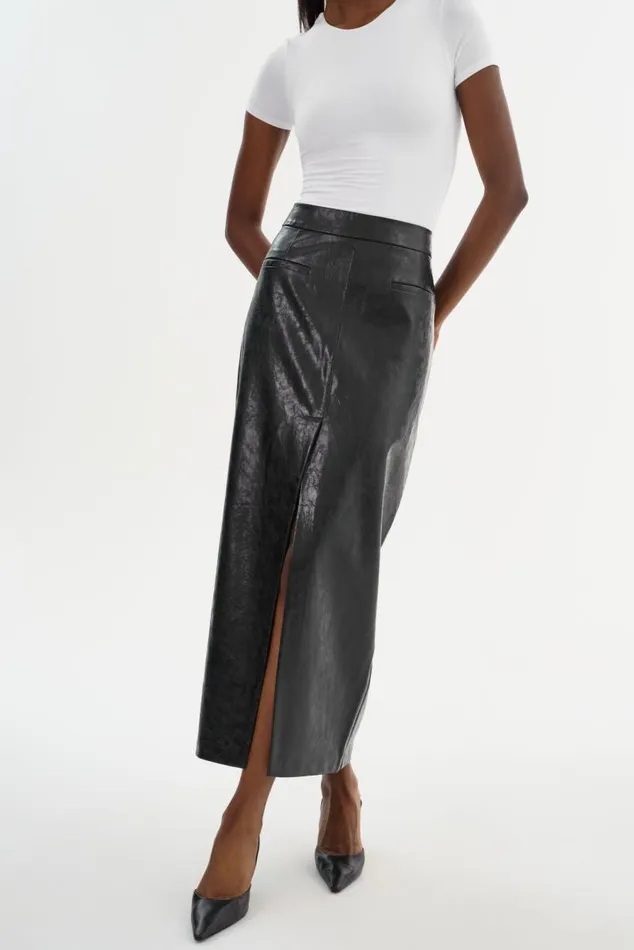 Women YVETTE Faux Leather Maxi Skirt Black LAMARQUE Skirts