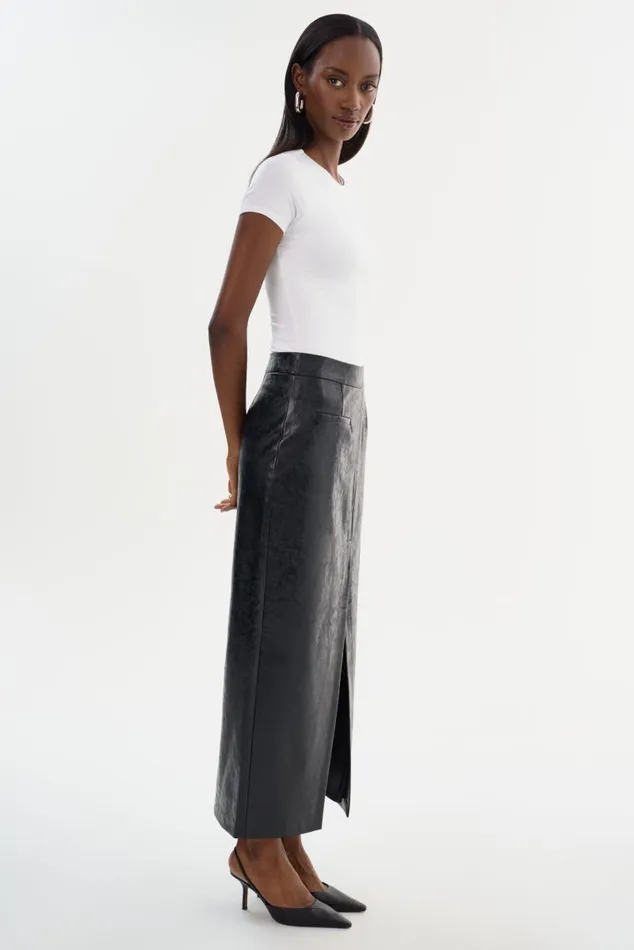 Women YVETTE Faux Leather Maxi Skirt Black LAMARQUE Skirts