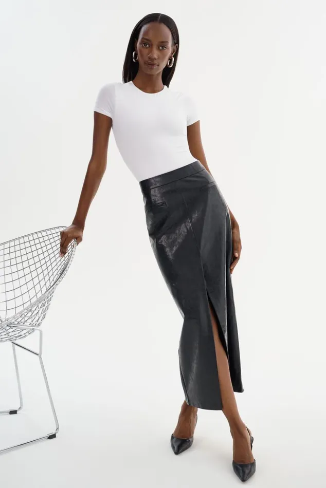 Women YVETTE Faux Leather Maxi Skirt Black LAMARQUE Skirts