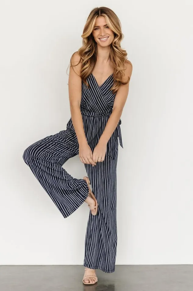 Women Zuri Tank Jumpsuit Navy Stripe Baltic Born Jumpsuits and Rompers