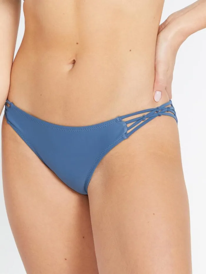 Womens Bikinis Volcom Simply Solid Hipster Bikini Bottom 8211 Washed Blue